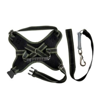 Imagem de Coleira e Guia para cachorro nome personalizado Peitoral pequeno médio grande porte(Verde,G)