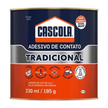 Imagem de Cascola Tradicional Sem Toluol, Cola Permanente Multiuso, 1x195g