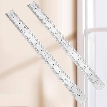 Imagem de 2 réguas de aço de 30,5 cm, ferramentas de medição de aço inoxidável com marcações métricas transparentes/polegadas para bricolagem, marcenaria, oficina e tarefas de escritório