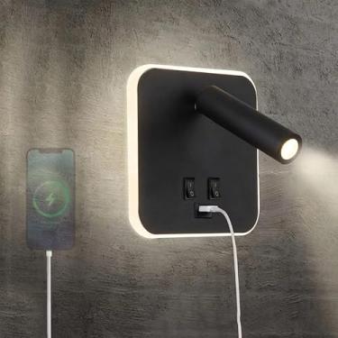 Imagem de Lâmpadas de parede LED com carregamento USB Lâmpada de leitura Lâmpada de parede de alumínio moderna com interruptor 330° Rotativo Iluminação de parede interna para sala de estar quarto hotéis mesa de