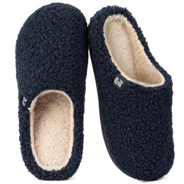 Imagem de RockDove Pantufa feminina de pelúcia Retreat de lã de ovelha, Azul marinho, 5-6