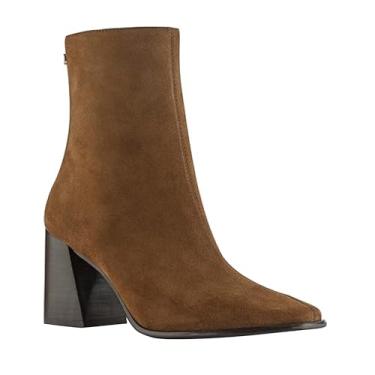 Imagem de JATAREA Bota feminina de couro autêntico – Preta | Botas Chelsea acolchoadas modernas para mulheres | Sapatos confortáveis de cano baixo com sola sintética | Longa duração e uso o dia todo, Jatarea Alta - Xarope marrom, 9.5