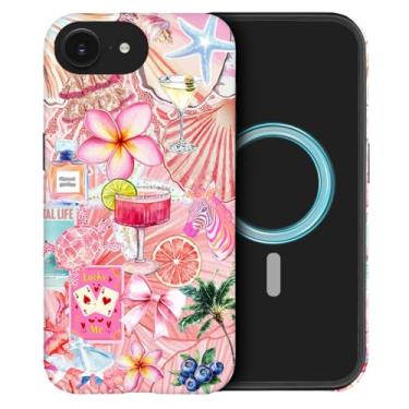 Imagem de DAIZAG Capa compatível com iPhone 16e, [compatível com MagSafe], capa protetora à prova de choque para meninas e mulheres - colagem europeia flor lírio concha rosa