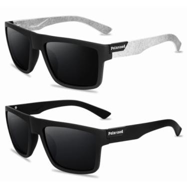 Imagem de KIT 2 Óculos de Sol Masculino Quadrado Polarizado Preto UV400