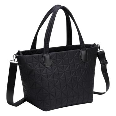 Imagem de RIGHT AWAY Bolsa feminina acolchoada com zíper, bolsa de ombro leve para viagem, trabalho, academia, escola, Preto, One Size