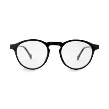 Imagem de Saint Germain Óculos de Grau Redondo Marot Preto, Armação Preta, Lentes Policarbonato, Estilo Retrô Unissex