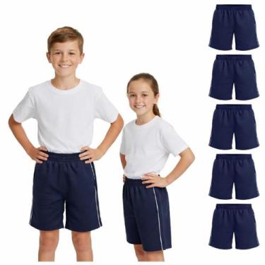Imagem de Kit 5 Shorts Escolar Infantil 1 ao 16 Volta às Aulas Uniforme Escolar 