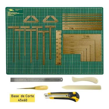 Imagem de Base Apoio De Corte Dupla Face 60x45 Régua 30cm Kit Encadernação Gabar