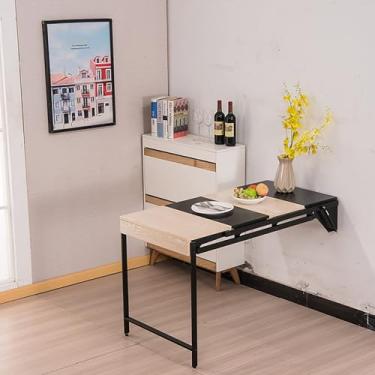 Imagem de Mesa de jantar montada na parede, mesa dobrável Murphy, prateleira de economia de espaço, bancada de trabalho e mesa multifuncional, mesa de armazenamento montada na parede