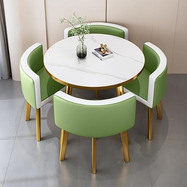 Imagem de Conjunto de mesa de jantar redonda e cadeira, mesa de recepção, combinação de mesa de negociação de escritório e cadeira com 1 mesa e 4 cadeiras para sala de estar e cozinha, etc.