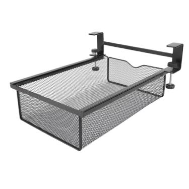 Imagem de AUNMAS Organizador de Gaveta Sob a Mesa, Sem Perfuração, Acessório de Gaveta de Metal de Malha Oculta, Armário Deslizante Organizador para Material de Escritório e Itens (Preto Pequeno Sem