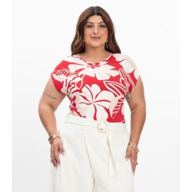 Imagem de Blusa Manga Curta Feminina Secret Glam Vermelho, Plus G3, Vermelho