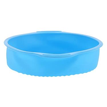 Imagem de Forma de bolo de silicone antiaderente assadeira redonda para casa cozinha padaria durável flexível forma de bolo de pão de 9 polegadas fácil de limpar máquina de lavar louça (Azul)