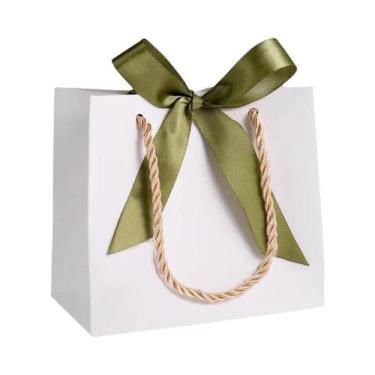 Imagem de Sacolas De Presente Kraft Rosa Com Alça Dourada 20pcs Sacolas De Papel