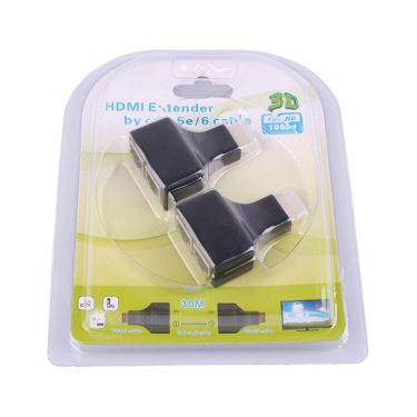 Imagem de Extensor Adaptador Hdmi 3D Por Cabo De Rede Rj45 Cat-5E/6