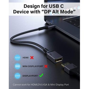 Imagem de Cabo Adaptador Usb Type-C X Displayport Macho Alta Kabu