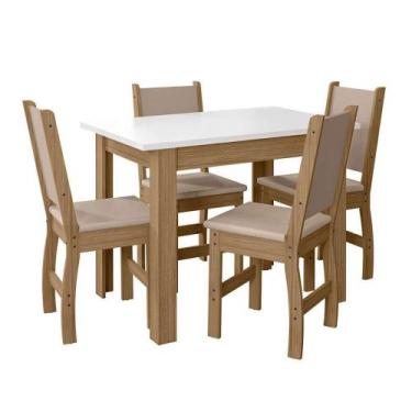 Imagem de Conjunto de Mesa de Jantar Retangular com Tampo MDP Off White Bellagio