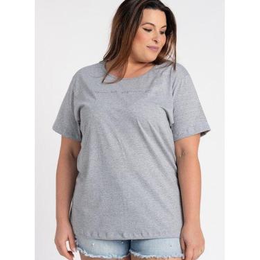 Imagem de T-shirt Feminina Plus Size Malha Algodão Estampada "Happiness looks gorgeous on you" - Serena-Feminino