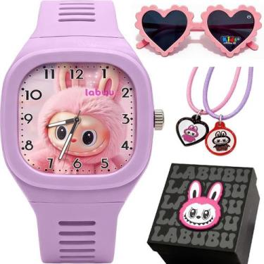 Imagem de Relogio Infantil Crianca + Colar Sol Oculos + Premium Caixa rosa prese