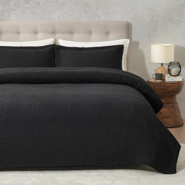 Imagem de Juego de ropa de cama Hansleep negro, edredón ligero para cama individ