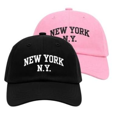 Imagem de Kit 2 Boné Aba Curva Bordados com Regulagem Traseira Casual-Unissex