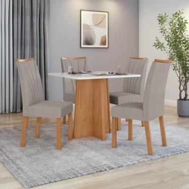 Imagem de Mesa 0,90 Celebrare Com 4 Cadeiras Apogeu Veludo Liso - MÓVEIS LOPAS