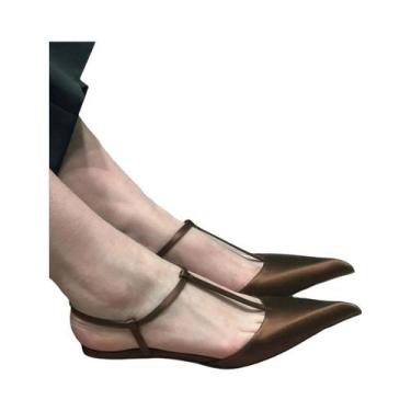 Imagem de Sapatos Femininos Sexy De Salto Alto Com Bico Fino E Salto Grosso Para