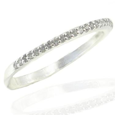 Imagem de Anel Feminino Pedra Zirconia Cristal Meia Aliança Aparador - Lojas La&