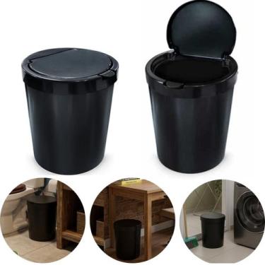 Imagem de Lixeira Cozinha Banheiro 10 Lts Com Tampa click Cor Preta - Arqplast
