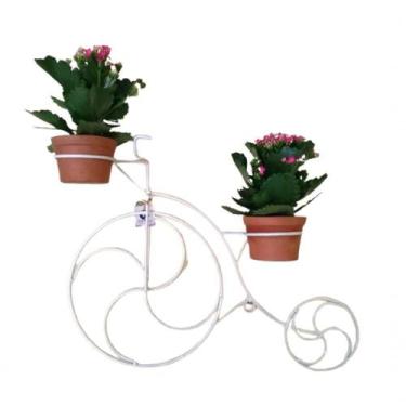 Imagem de Suporte Plantas Bicicleta Branca 2 Vasos - SHOPPINGNET