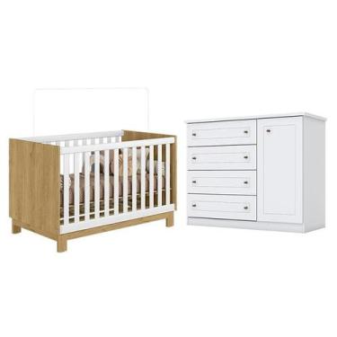 Imagem de Berço Americano Mini Cama Q Encanto Slim Freijó Branco Acetinado - Qmo