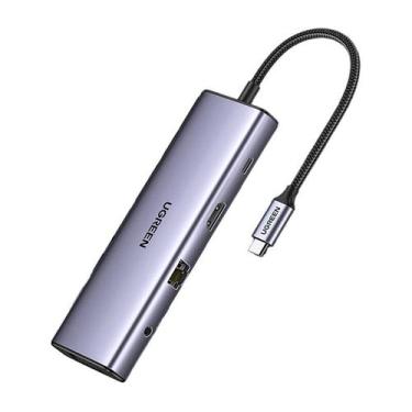 Imagem de Adaptador usb tipo c 10 em 1 hdmi vga rj45 gigabit 3 usb-a leitor sd/t