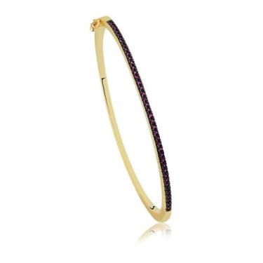 Imagem de Bracelete Folheado A Ouro Com Pedras De Zircônia Rubi - Radhau Joias, 