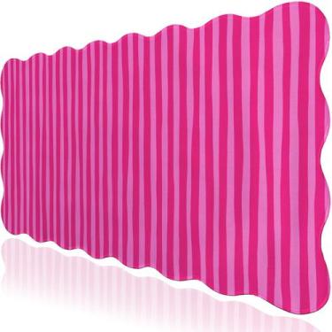 Imagem de L-SPOUTTO Mouse Pad Rosa Quente Listrado, Tapete de Mesa Escalope XXL 