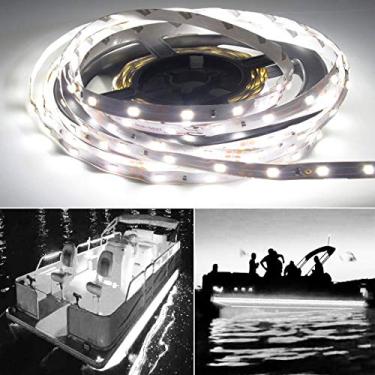 Imagem de Seapon Pontoon Boat Light, Marine Led Light Strip para Duck Jon Bass Barco Veleiro Kayak Led Flex Lighting para Boat Deck Light Accent Light Luzes interiores de cortesia Fishing Night, White, 12v, 5m (16,4 pes)