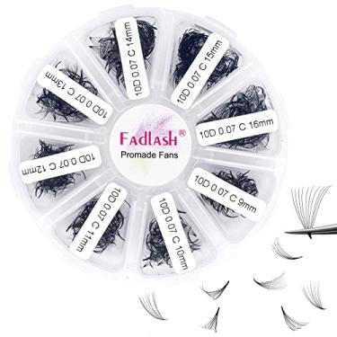 Imagem de Extensões de Cílios de Volume Bandeja Misturada 1000 Ventiladores Pré-fabricados 10D Fãs Promade Base Pontudo Pré-fabricados Extensões de Cílios Feitos à Mão Fãs de Cílios (10D-0,07D, 9-16 mm)