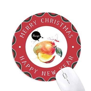 Imagem de DIYthinker Mouse pad de manga Apple Fruit Tasty Aquarela Feliz Natal Redondo Borracha