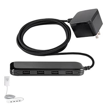 Imagem de UltraPro 4 Port USB Power Strip, 1,5 m trançado cabo extensor, montagem na parede, 4,8 AMP/24 Watt, para iPhone/iPad/Samsung Galaxy/Google Pixel, listado pela UL, preto, 54734