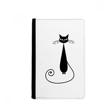 Imagem de Capa carteira porta-cartões com desenho de animal para amantes de gatos preto Halloween porta-passaporte Notecase Burse