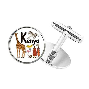 Imagem de DIYthinker Abotoaduras Kenya National Symbol Landmark Pattern com botão redondo