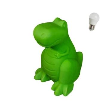 Imagem de Luminária Infantil Dinossauro Verde Usare Com Lâmpada Led Decoração Ab