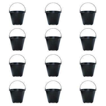 Imagem de Balde Pedreiro Alça Ferro Pega Mão 12 Lts (12 Peças) - Brasipla