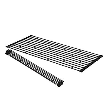 Imagem de Escorredor de pratos sobre a pia escorredor de pratos rack de drenagem escorredor de pratos escorredor de talheres pequeno cortina de drenagem de metal arte de ferro dobrável (preto, 58 cm x 26 cm x