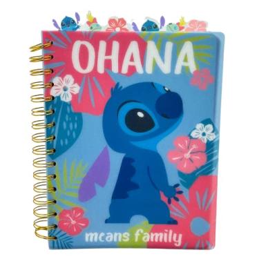 Imagem de Innovative Designs Caderno Disney Stitch Tab Caderno Ohana espiral encadernado, 144 páginas forradas, 20 x 18 cm, azul