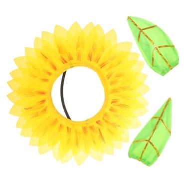 Imagem de Zerodeko 1 Conjunto cocar de flor de sol chapéu novidade chapéu de planta frutífera de chapelaria de flores de cosplay chapéu de girassol infantil flor do sol adereços Presente