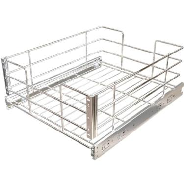 Imagem de Gaveta Aramada Deslizante 34,5cm com Corrediças Largas Fruteira Cozinha Cromada Dimec