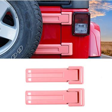Imagem de SQQP Capa de dobradiça da porta traseira, acabamento da tampa do suporte da porta traseira do pneu sobressalente, 2 peças para Jeep Wrangler JK & Unlimited 2007-2017 (rosa)