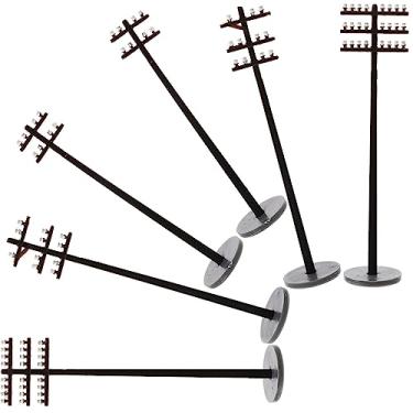 Imagem de COHEALI Modelo de postes telefônicos 6 peças de postes de telefone trens cenário acessório telégrafo elétrico 1:87 ferrovia modelo diorama sinal de trânsito educacional