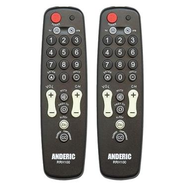 Imagem de [Pacote com 2] Controle remoto universal para TV Anderic Hospitality - 1 dispositivo - apenas TV - ótimo para idosos/hotelaria/hotéis/resorts - Chaves jumbo RRH100 (pacote com 1)