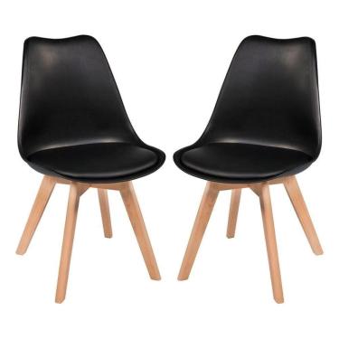 Imagem de Kit Com 2 Cadeiras Leda Preta - Charles Eames Com Almofada
